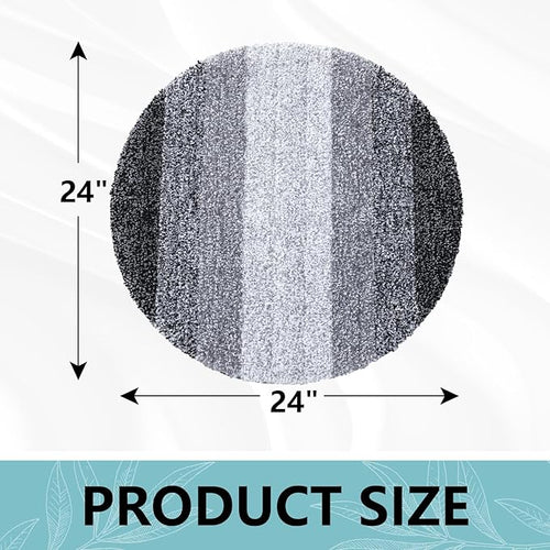 Arotive Microfiber Bathroom Rugs, Shaggy Soft and Absorbent Bath Rug, Non-Slip, Thick Plush Machine Washable Dry Bath Mats for Bathroom, Tub and Shower, 24x24, Black, Round