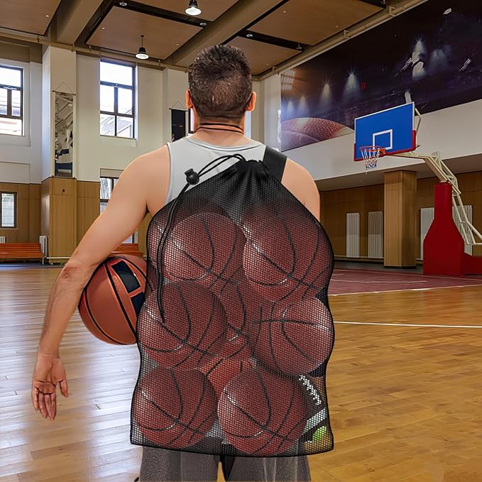 Extra Large Sports Ball Bag, Heavy Duty Breathable Mesh Storage Bag, 40" x 30" Hold 10-12 Soccer Basketball Football, Adjustable Shoulder Strap, Ideal for Coaches, Team, Swimming Gear