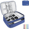 Lcsmaokin Electronics Travel Organizer,Large Double Layer Portable Waterproof Travel Organizer Bag for Charging Cable Storage,Ipad,Power Bank,Hard Drive,for Travel,Business,5pcs Cable Ties-Navy Blue