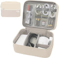 Miavers Electronics Organizer,Travel Cord Organizer Pouch, Portable Cable Organizer Bags, Waterproof Electronic Accessories Storage Case for Cables, Cords, Charger, Phone (Double Layer-Beige)