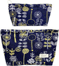 getgto 2 Pcs Makeup Bags, Large Cosmetic Bag Travel Toiletry Bag Organizer for Women, Embroidery Craft, Floral Makeup Bag Small Cosmetic Pouch Purse with Zipper, Gifts for Girls Teen (Blue-tree)