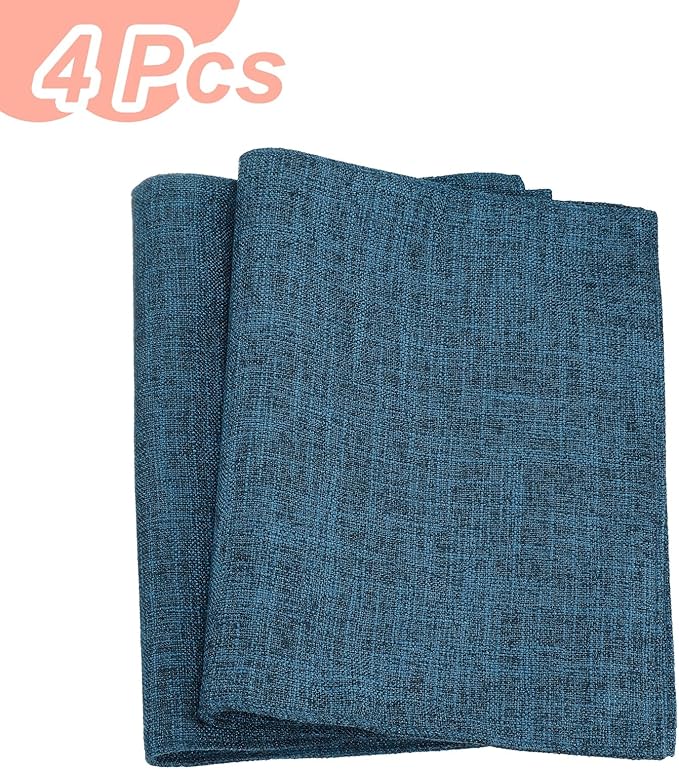 HARFINGTON 4pcs Linen Fabric Placemats 12" x 18" Polyester Rectangle Place Mats Machine Washable Heat Resistant Kitchen Table Mats for Outdoor Indoor Party Family Holiday, Navy Blue