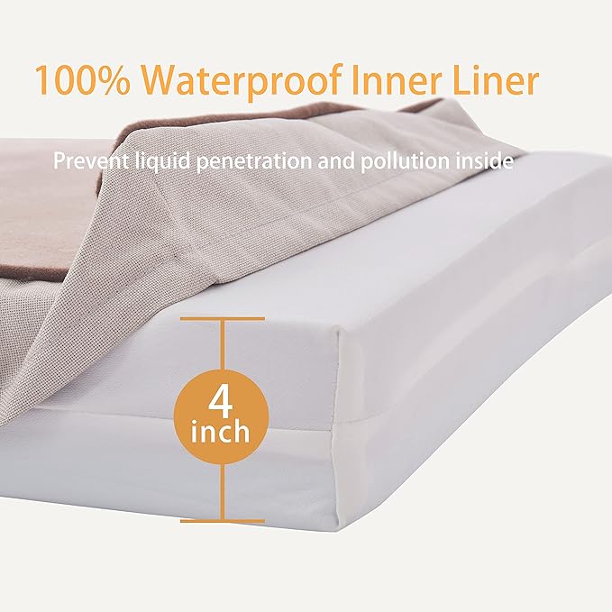 GOHOO PET Orthopedic Memory Foam Dog Bed, Cooling Dog Beds for Medium/Large Dogs -Waterproof Pet Bed for Crate with Removable Washable Cover, XL(41inch,90Lbs)