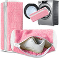 Xinambyh 2Pcs Reusable Shoe Washing Machine Bag for Washer and Dryer:Free Up Hands, Prevent Deformation,shoe bag with Zipper Protection Design, Use for all Shoes,Sports Shoes(Yellow) (A-Pink)