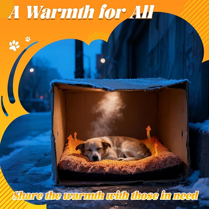 PatiencET Self Warming Cat Bed for Indoor Cats 18'' x 24'' - Cozy Fleece Heating Pad, Non-Electric Thermal Mat for Small Pets, Washable Soft Cushion for Winter Comfort and Warmth Khaki