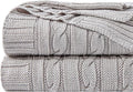 NTBAY 100% Pure Cotton Oversize (60x80) Cable Knit Throw Blanket, Super Soft Warm Knitted Throw Blanket for Bed, Sofa, Chair, Couch - Extra Cozy, Machine Washable, Comfortable Home Decor, Silver Grey