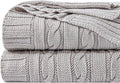 NTBAY 100% Pure Cotton Cable Knit Throw Blanket, Super Soft Warm 51x67 Knitted Throw Blanket for Couch, Sofa, Chair, Bed - Extra Cozy, Machine Washable, Comfortable Home Decor, Silver Grey