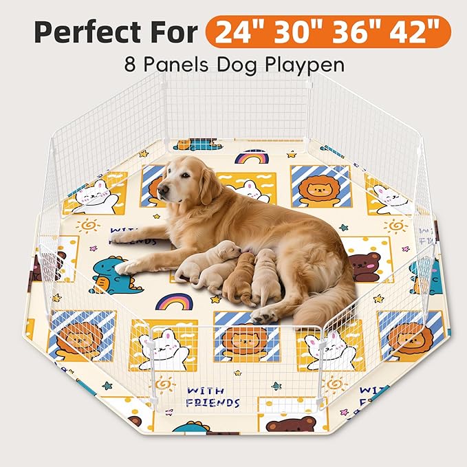 PJYuCien Washable Pee Pads for Dogs 1 Pack, 67" x 26" Octagonal Non-Slip and Leak-Proof Pee Mat, Puppy Training Pads for Whelping, Playpen, Crate, Bed （24/30/36/42'' 8 Panels Pen）