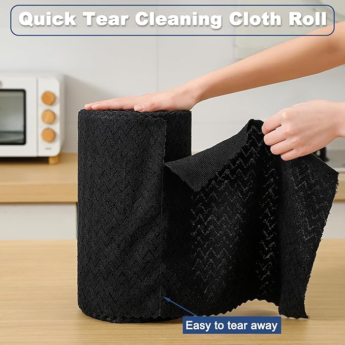 Tigona 80 Pack Microfiber Cleaning Cloth Roll Reusable Paper Towels 12"x12" Tear Away Cloth,Absorbent Dish Rags for House Kitchen,Wash Cloths,Lint Free Rags for Window Cars Cleaning Supplies