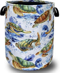 Sea Turtles Laundry Basket With Handles Oxford Cloth Tote Bag Colorful Turtle Laundry Hamper 18.9"x16.5 "Foldable Clothe Storage Bucket Toy Organizer For Bathroom/Laundry/Bedroom