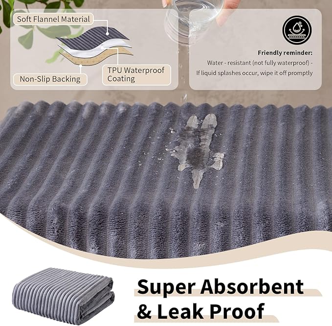 Dog Crate Mat, 1 Pack 72"×72" Flannel Washable Pet Mat for Dogs and Cats, Non-Slip Pet Pad for Kennel Training, Absorbs Urine and Waterproof Pad for Sofa Bed Crate Kennel Car Seat Floor（Gray）