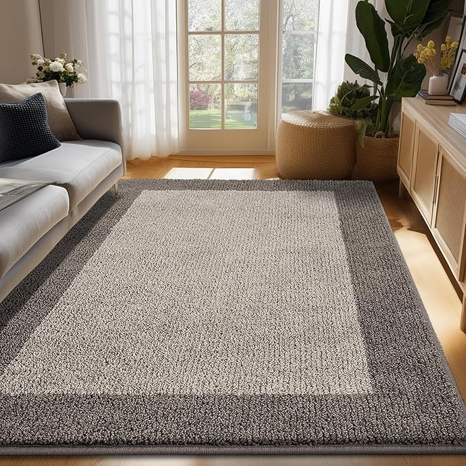 DOMUSTEX Washable Area Rug 48" x 72", Non Slip Kitchen Rug for Floor, Absorbent Entrance Runner Rug for Bedroom, Living Room, (Roll Packing)