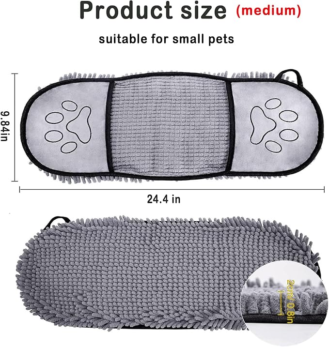 RuiXiangTeng Quick Dry pet Dog Towels,Ultra Absorbent Microfiber, Suitable Dog and cat Bath Towel, Comfortable Hand Pockets, Indoor Outdoor Use,Durable Material,Machine Washable (24.4 * 9.8in)