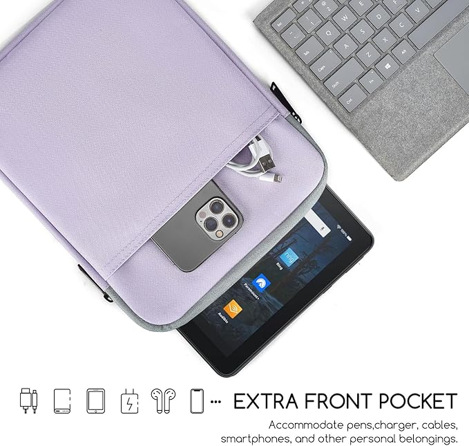 9.7-11" Tablet Carrying Sleeve Bag for Amazon Fire Max 11 Inch / 10.1" Fire HD 10 & 10 Plus/Fire HD 10 Kids & 10 Kids Pro,11" Inch iPad 11th / Pro M5 M4 / iPad Air 11 M3 M2 Protective Case(Purple)