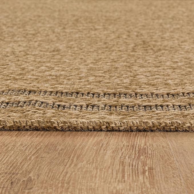 Easy Jute Rugs 5x7 Bordered Natural Color Living Room Indoor Outdoor Area Rug for Patio and Kitchen Rug High Traffic Washable Easy to Clean Solid Boho Woven Design Outside Carpet (5 x 7)