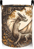 ainori Autumn Dragon Laundry Basket, Oxford Cloth Mythical Fantasy Dirty Clothes Collapsible Hamper for Room Decor, Fall Forest Print Gifts Toy Organizer 19.7 * 15.8 Inch for Bedroom Bathroom Dorm