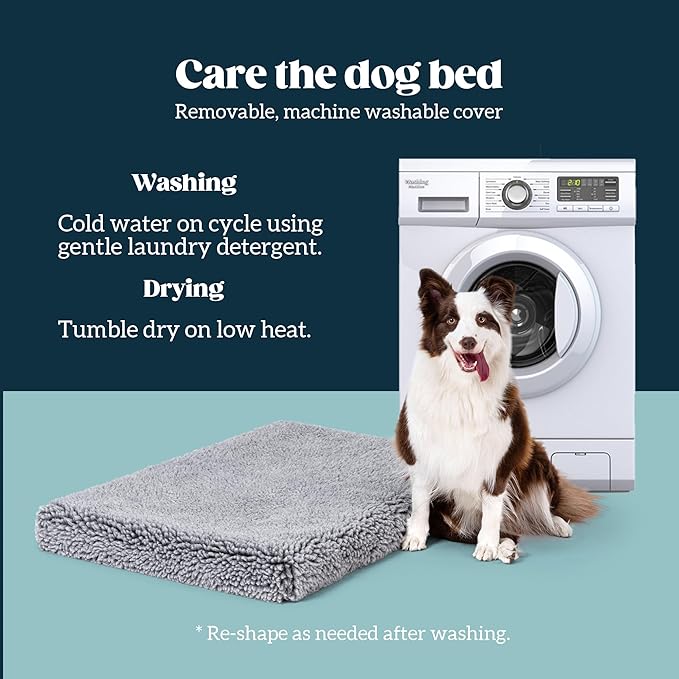 PELZIN Stoutwool 4" Indestructible Dog Bed - Orthopedic Chew Proof Dog Crate Pad - Fluffy Kennel Mat for Aggressive Chewers - Ideal for Small Breeds & Fits 24-Inch Crate - 23"x16", Charcoal