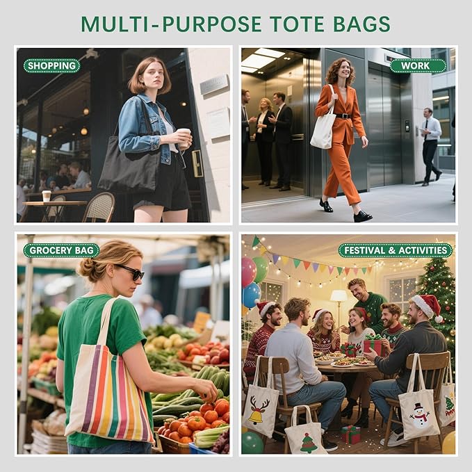 OKBA 10 Pcs Canvas Tote Bags,Reusable Grocery Shopping Blank Tote Bag with Handles and Sustainable Eco Friendly,Suitable for DIY, Advertising, Promotion, Gift, Activity