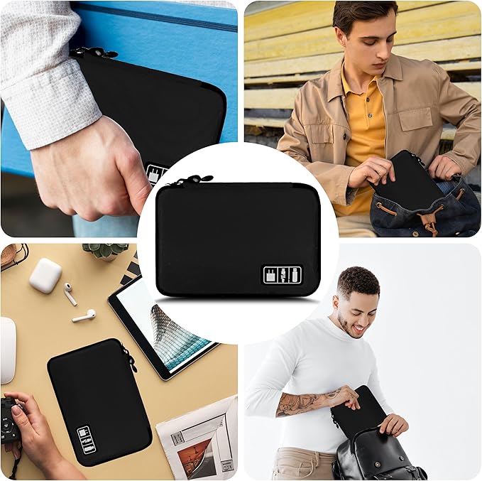 Miavers Electronics Organizer,Travel Cord Organizer Pouch, Portable Cable Organizer Bags,Travel Electronic Accessories Storage Case for Cables, Cords, Charger, Phone (Black)