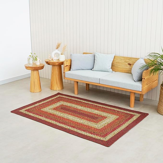Traditional Jute Braided Rug, Rustic Country Décor for Kitchen, Living Room, Dining Room, Bedroom, Marigold, 11'X14'