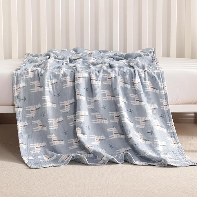 NTBAY 2 Layer Muslin Cotton Baby Swaddle Blanket, 30x40 Soft and Breathable Receiving for Newborns and Infants, Perfect for Crib, Stroller, Travel, Lightweight Nursery Blanket, Palm and Zebra