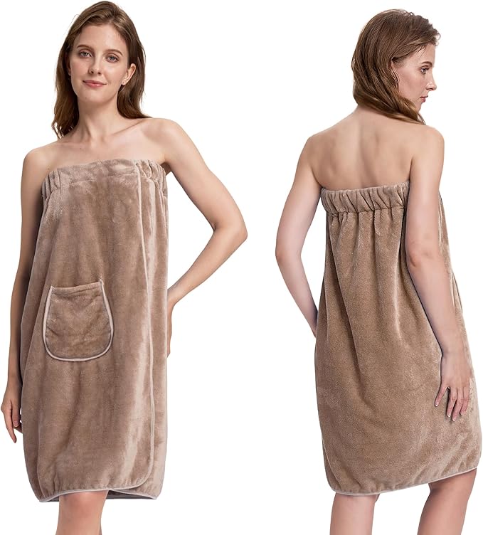 PJGGZ Towel Wrap for Women, Three Adjust Clasps Closure Bath Wraps After Shower Spa Sauna Bathrobe(Available in Plus Size)