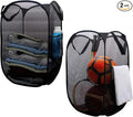 sscikeas Pop Up Laundry Basket，Collapsible and Portable Clothes Washing Laundry Hamper with Side Pocket and Reinforced Carry Handles for College Dorm or Travel，2 Packs Black（23 x 15 inches)