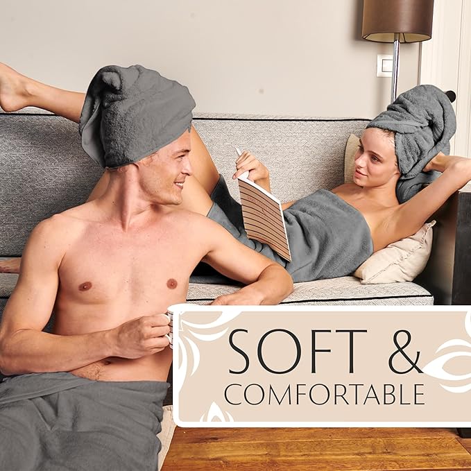 MAURA Grey Extra Large Turkish Cotton Luxury Bath Towels Set of 4. Ultra-Soft, Thick & Plush Towels for Bathroom - Space Gray