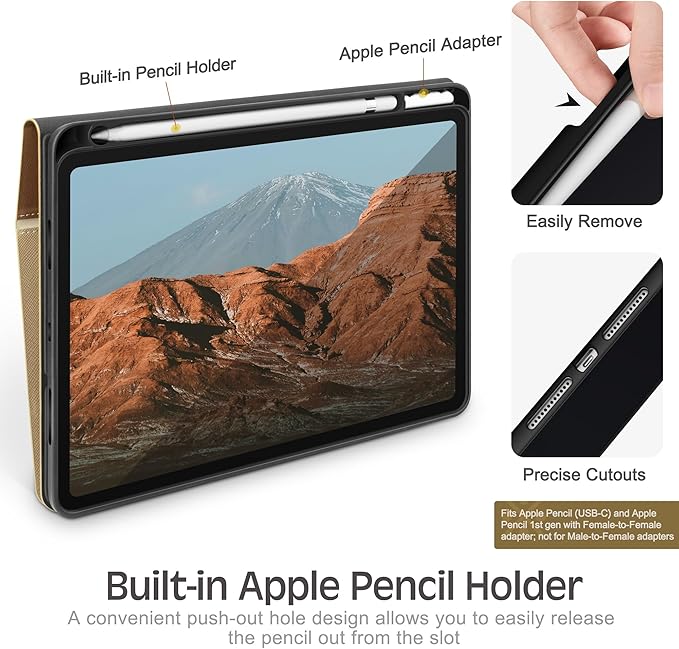 KingBlanc Case for iPad (A16) 11th Generation 11 Inch 2025, iPad 10th Gen 10.9 Inch 2022 with Pencil Holder, PU Leather Protective Cover, Auto Sleep/Wake, Viewing/Typing Angle, Magnetic Clasp, Beige