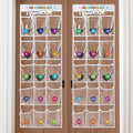 Vincreem 2 Pcs Over The Door Hanging Classroom Headphone Storage Organizer 30 PVC Clear Organizer Holder Pockets with 2 Pcs Headphone Storage Cards with Digital Stickers for Library Door Hanger