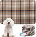 ESGPET Washable Pee Pads for Dogs - 24”x36” 4PCS, Whelping Pad for Puppy Training, Playpen Crate Bed Floor Protector, Reusable Dog Potty Pads Non-Slip, Super Absorbent & Odor Controlling, Brown Plaid