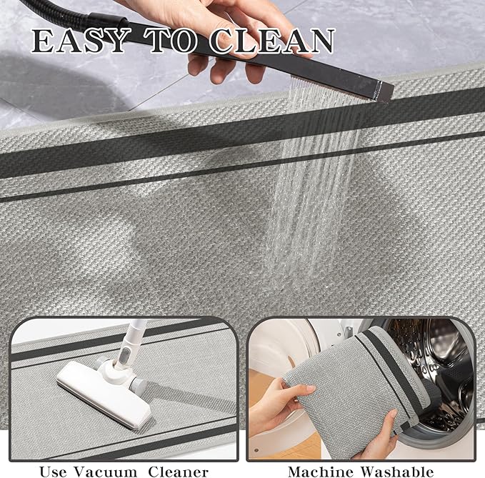 chakme Bathroom Rugs Mat 32x17, Ultra Thin Non Slip Bath Mat Quick Dry Absorbent Bath Mat for Bathroom Floor, (Dark Grey, 32"x17")