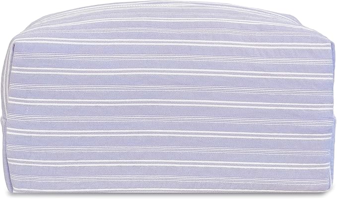 STARDW Striped Cotton Makeup Bag, Cute Cosmetic Pouch with Canvas Lining & Zipper, Travel Toiletry Bag