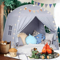 Sumbababy Large Teepee Tent for Kids: with Star Lights - Tent for Toddler Indoor Kids Teepee Tent for Boys & Girls - Toddler Play Tent Inside Canopy Bed for Playroom Gift Toys (Gray)
