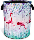 NUTAINLA Flamingo Laundry Basket Animal Foldable Oxford Cloth Funny Tote Bag Laundry Hamper Clothes Storage Bucket Toy Organizer For Bathroom/Laundry Storage/Bedroom 18.9x16.5 Inch