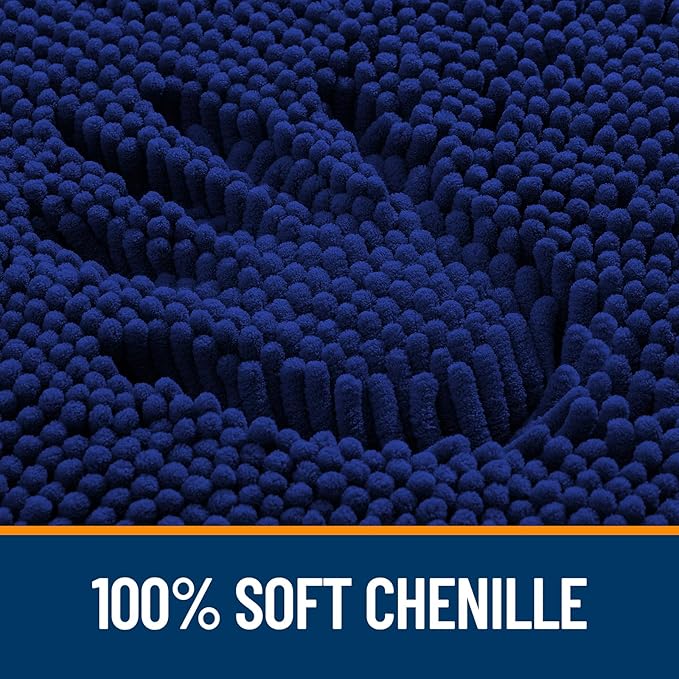 OLANLY Bathroom Rugs 59x35, Extra Soft Absorbent Chenille Bath Rugs, Rubber Backing Quick Dry, Machine Washable Bath Mats for Bathroom Floor, Tub and Shower, Home Decor Accessories, Navy