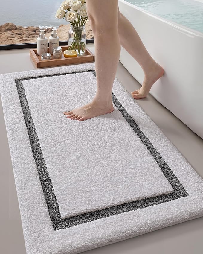 Color&Geometry Bathroom Rugs, Water Absorbent and Quick Dry Microfiber Bath Rugs-24"x43", Non-Slip, Machine Washable, Extra Soft Plush Bath Mats for Bathroom, Laundry Room, Shower and Tub