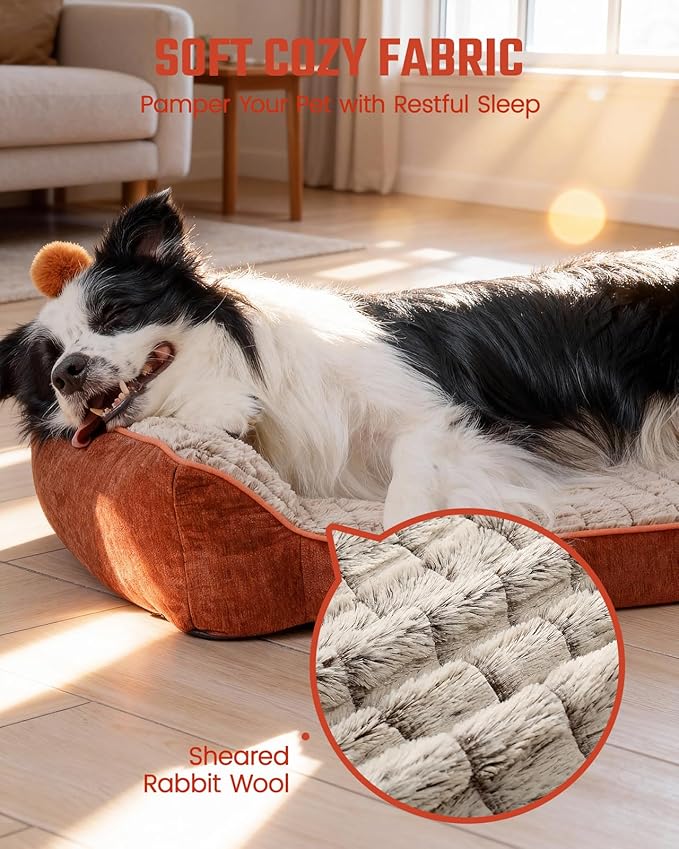 Pawccoli Orthopedic Dog Bed for Medium Dogs,Waterproof Supportive Egg Crate Foam Medium Dog Couch, Pet Bed with with Removable Bolsters, Washable Cover Non-Slip Bottom, (30''×21''×7'')