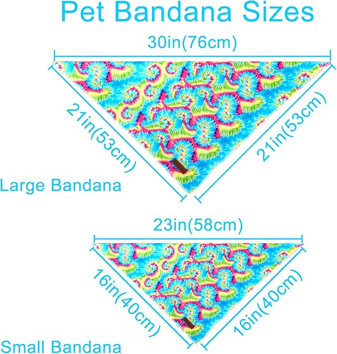 UP URARA PUP Dog Bandana - Comfortable Cotton Triangle Bid Scarf for Medium Large Dogs, Washable Pet Kerchief for Girl Boy, Tie Dye, Cute Classic
