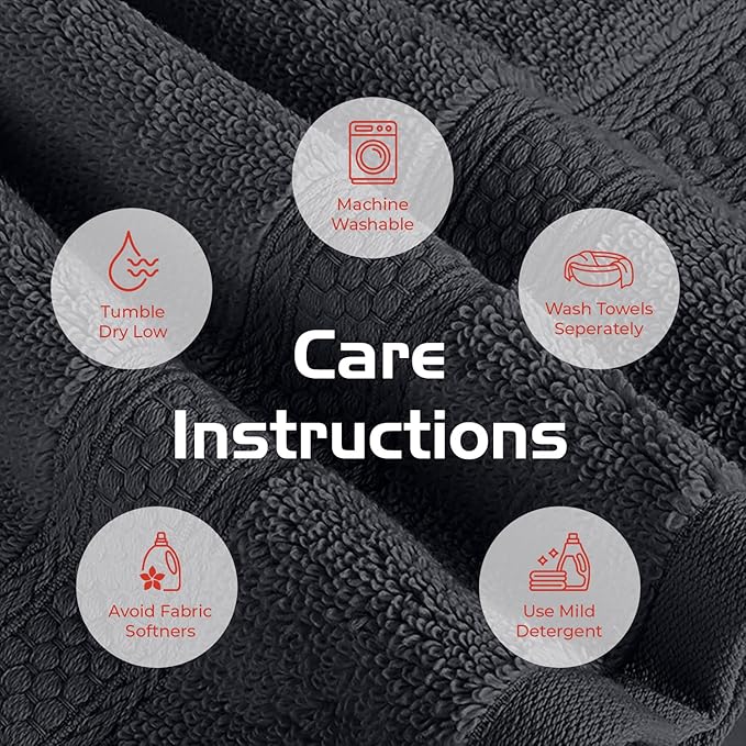 RIVERSIDE 3-Piece Towel Set, 1 Bath Towel, 1 Hand Towel, 1 Washcloth, 550 GSM Ring Spun Cotton, Soft, Quick Dry, Absorbent Bathroom Towels for Home, Gym, Spa, Charcoal