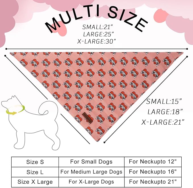 Unique Style Paws Dog Valentine's Bandanas 2Pcs Washable Cotton Triangle Love Heart Puppy Scarfs for Small Medium Large Dogs and Cats