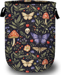 Vintage Mushroom Butterfly Laundry Basket with Sturdy Handles, Collapsible Oxford Cloth Laundry Hamper Organizer Basket for Bathroom Bedroom 15.7x20 Inch