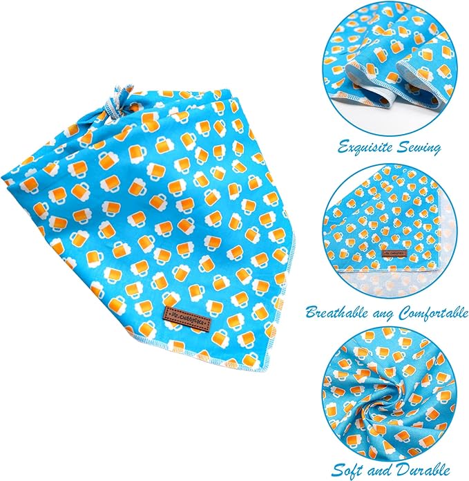 MR. CHUBBYFACE Blue Beer Dog Bandanas Reversible Triangle Bibs Scarf Accessories for Dogs Cats Pets