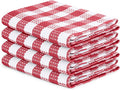 Blue Needles Waffle Weave Check Plaid Kitchen Towels, 15x25 Inches 100% Cotton Set of 4 Dish Towels for Kitchen, Soft & Absorbent for Quick Drying with Hanging Loop Spring Summer - Burgundy & White