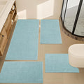 YIHOUSE Blue Bathroom Rug Sets 4 Piece, Bathroom Mat Quick Dry, Thin Bath Rug Set,Absorbent Bath Mat for Bathroom Non Slip Washable for Toilet and Floor