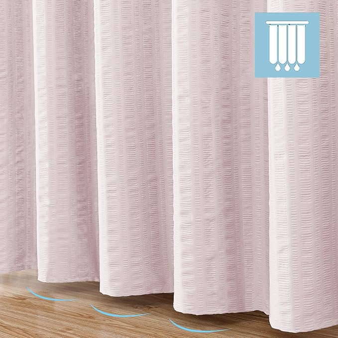 Aiyufeng Moga Stall Fabric Shower Curtain - Soft & Lightweight Small Shower Curtain with Texture for Narrow Stall Size, Machine Washable, 36" Wx72 L, Pink