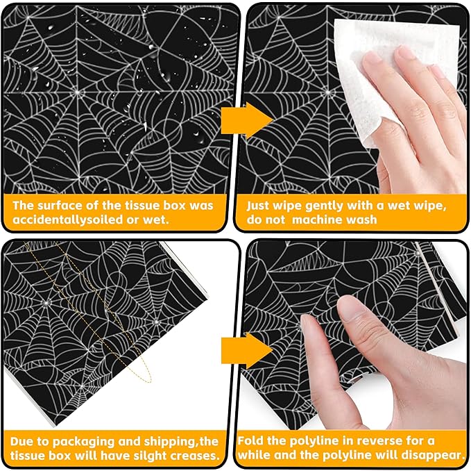 Spider Web Tissue Box Holder,Cube Tissue Box Cover Holder,Leather Facial Paper Organizer Dispenser Home for Bedroom Night Stands,Kitchen,Office and Car,5.2"×5.2"×5.2"