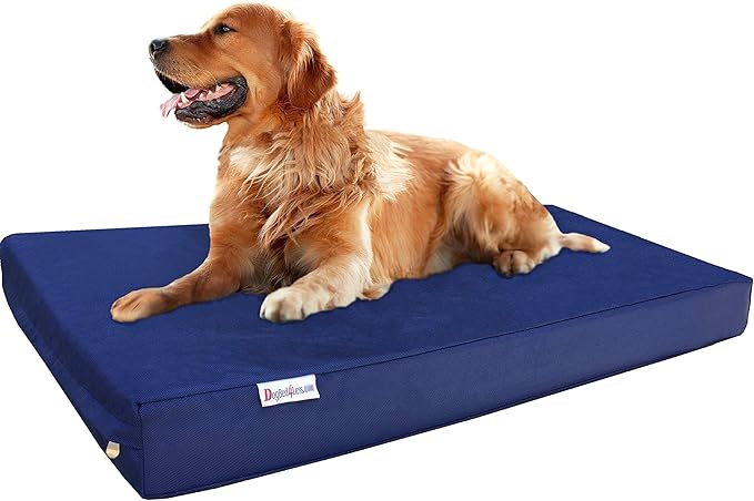 Dogbed4less Orthopedic Pet Bed with Memory Foam for Dogs, Waterproof Liner with Durable Nylon Blue and Bonus Miscrosuede Antislip External Covers, (Ballistic in Navy, XL, 47" Length X 29" Width)