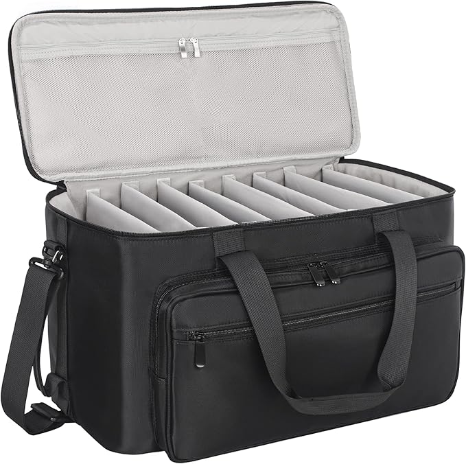 AKOZLIN Large Travel Gig Band Cable File Bag With Detachable Dividers,DJ Cord Organizer Case for Laptop,DJ Gear,Sound Instrument and Musician Accessories