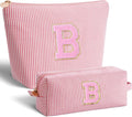 Btffitting Bridesmaid Gifts Wedding Day - Bridal Shower Gifts,Maid of Honor Gifts,Initials Makeup Bag Set Cosmetic Bag - Peach,B
